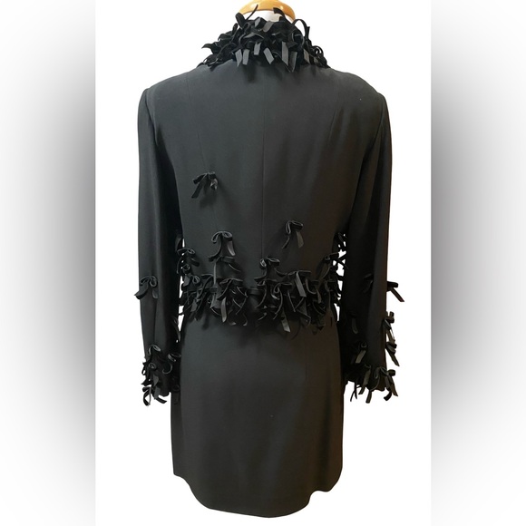 MOSCHINO Cheap & Chic 2pc Black Crepe Jacket Skirt w/Velvet Bows Sz 44/10 NEW - Picture 4 of 13